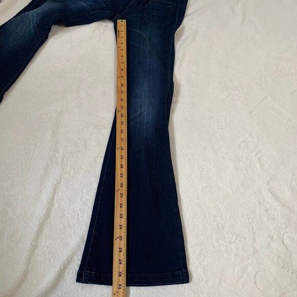 Pilcro and the letterpress dark wash high rise script flare denim stretch jeans - Picture 11 of 11